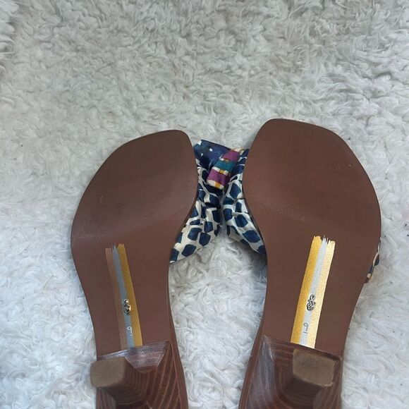 Sam Edelman Darcie  multicolor satin fabric slip on Kitten-Heel Sandals SZ9M - Picture 9 of 11
